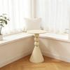 Scandinavian Style Wrought Iron Round Table - Cream White Accent Table for Living Room or Sofa Side, Minimalist & Modern