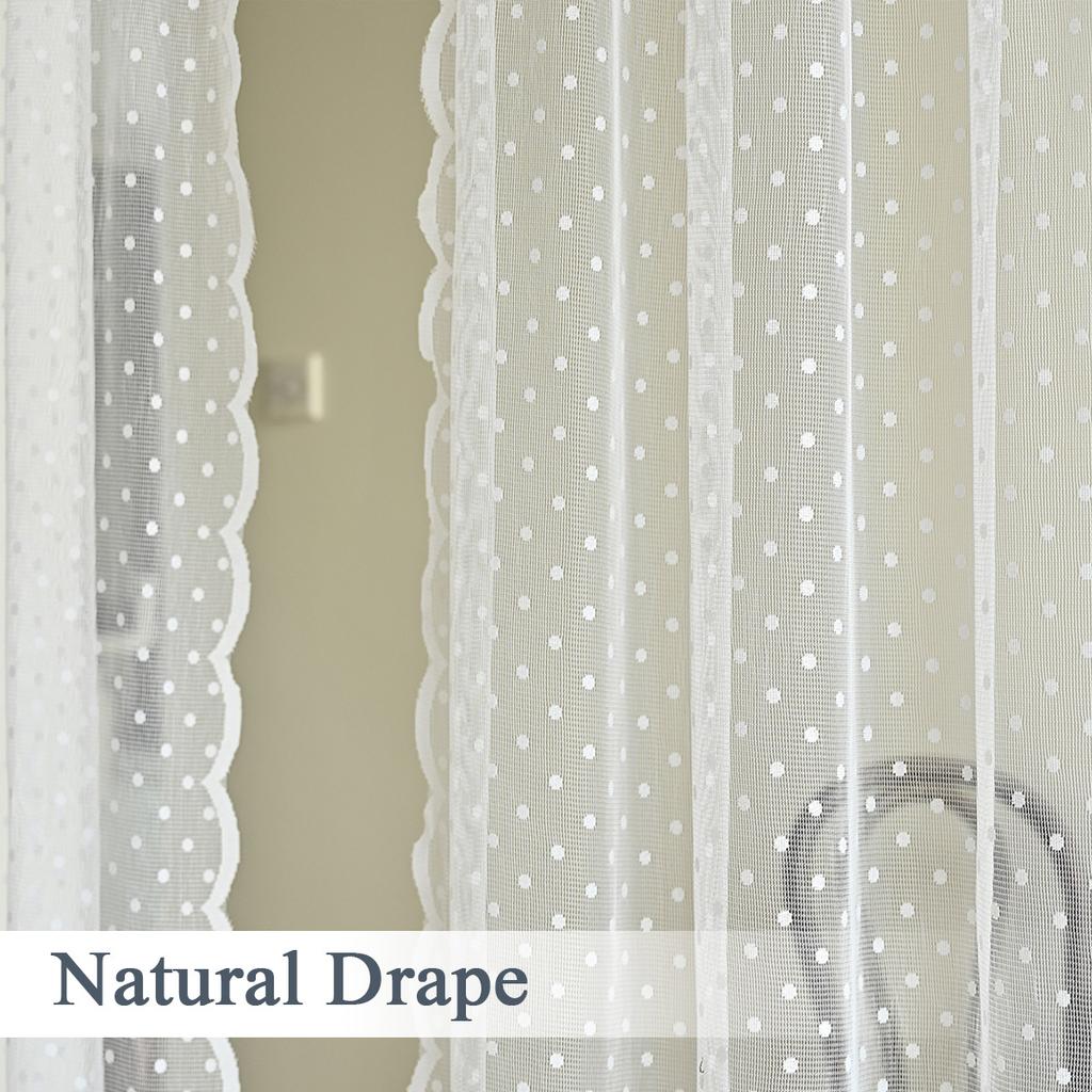 Dot Yarn Through Rod Window Screen Warp Knitted Lace Finished Semi-Blackout Curtain