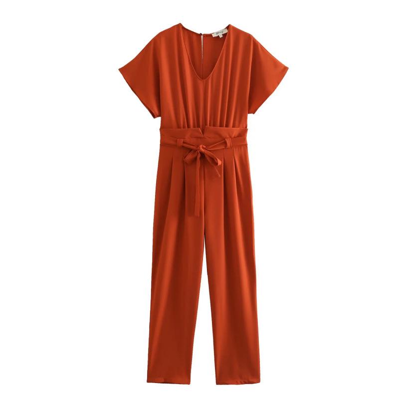 2026 Spring Fashion: European & American Style Slimming Orange Casual Jumpsuit Large