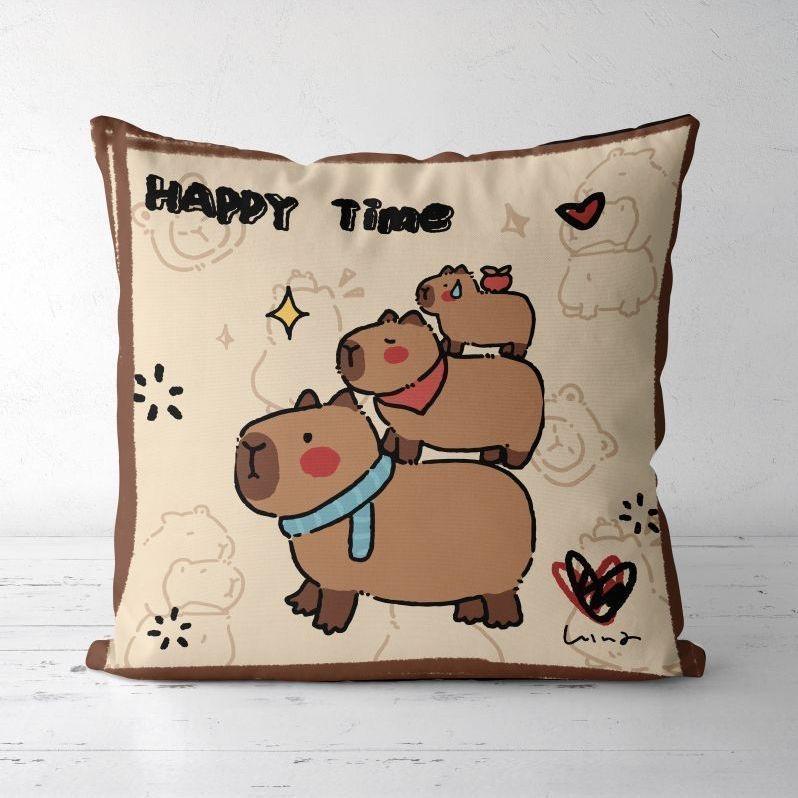 Cute Kapibara Capybara Cartoon Two-dimensional Pillowcase Children's Bedroom Sofa Cushion Cover Nap Pillow Cover