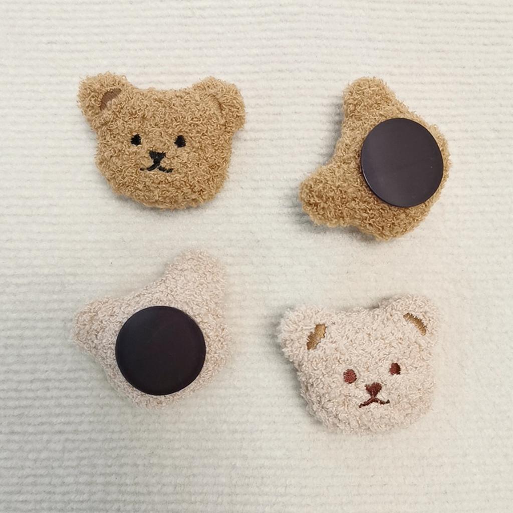 Plush Bear Fridge Magnet Rubber Soft Magnet 3D Animal Fridge Magnet for Kitchen Decoration Milk Tea Color