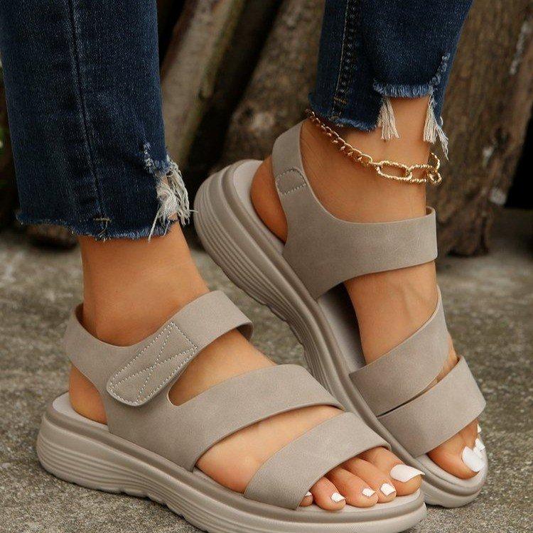 2025 new women's sandals lightweight soft sole non-slip thick sole large size Velcro outer sandals women's shoes wish