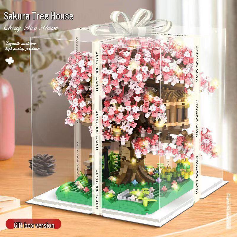 Compatible Purple Cherry Blossom Tree House for Lego with Castle Bouquet, Assembly Toys for Kids, Gift & Exquisite Ornament