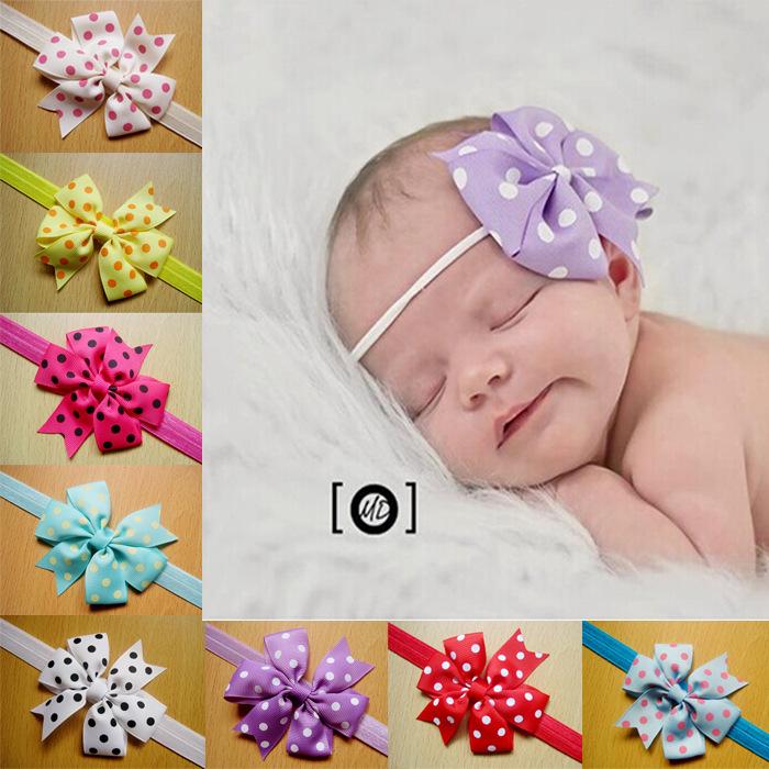 Polka Dot Swallowtail Bow & Flower Headpiece for Children Pink