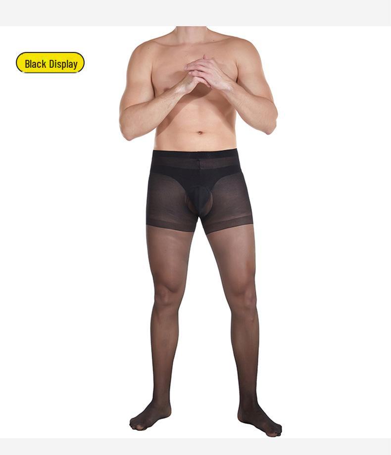 Qinghe Men's Ultra-Thin Silk Pantyhose with Sexy Invisible 200-Lb Support