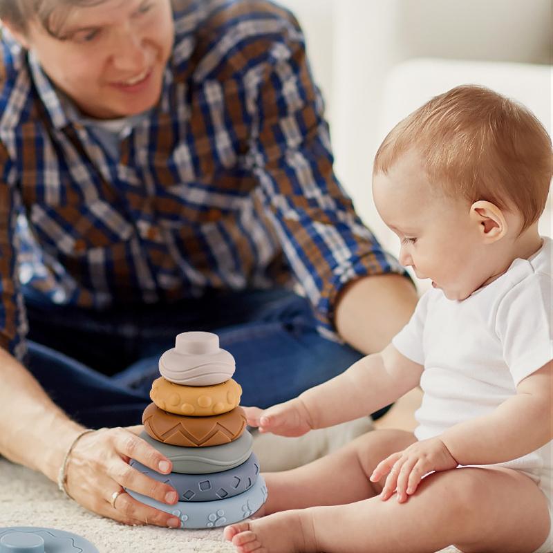 Montessori Silikonowe Klocki dla Niemowląt Koala Ściskany Stacker & Gryzaki Rozwój Intelektualny Wczesne Zabawki 3D Puzzle
