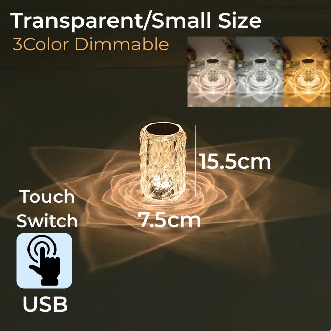 

Настольная лампа Diamond Rose LED Crystal с 3/16 цветами, регулируемая яркость, сенсорный USB-проектор, лампа для спальни, прикроватный декор, ночники