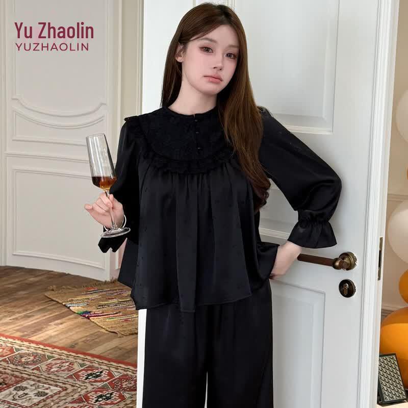 YUZHAOLIN Women s French Style Long-Sleeve Pajama Loungewear L
