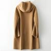 Winter Double Sided Woolen Coat Women Solid Color Hooded Overcoat Loose Large Pockets Outerwear Streetwear