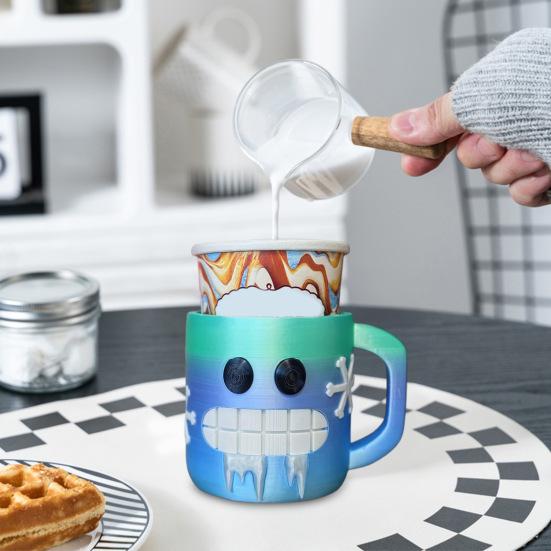 Smile Face Ice Cream Cup Holder Reusable Insulated Ice Cream Pint Sleeve 16oz Novelty Ice Cream Accessory