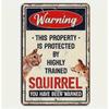 Funny Squirrel Warning Sign - 8x12 Inch Rustic Tin Metal Decor for Garden, Yard, Home Wall Art
