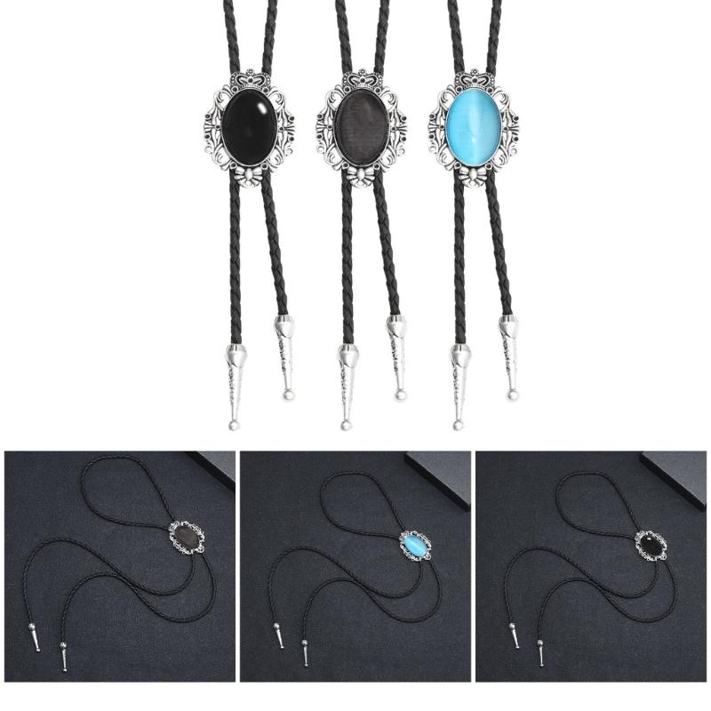 1pc/3PCS Bolo Tie for Male Western Cowboy Style Necktie with Gemstones Buckle Ornaments Masquerades Costume Supply