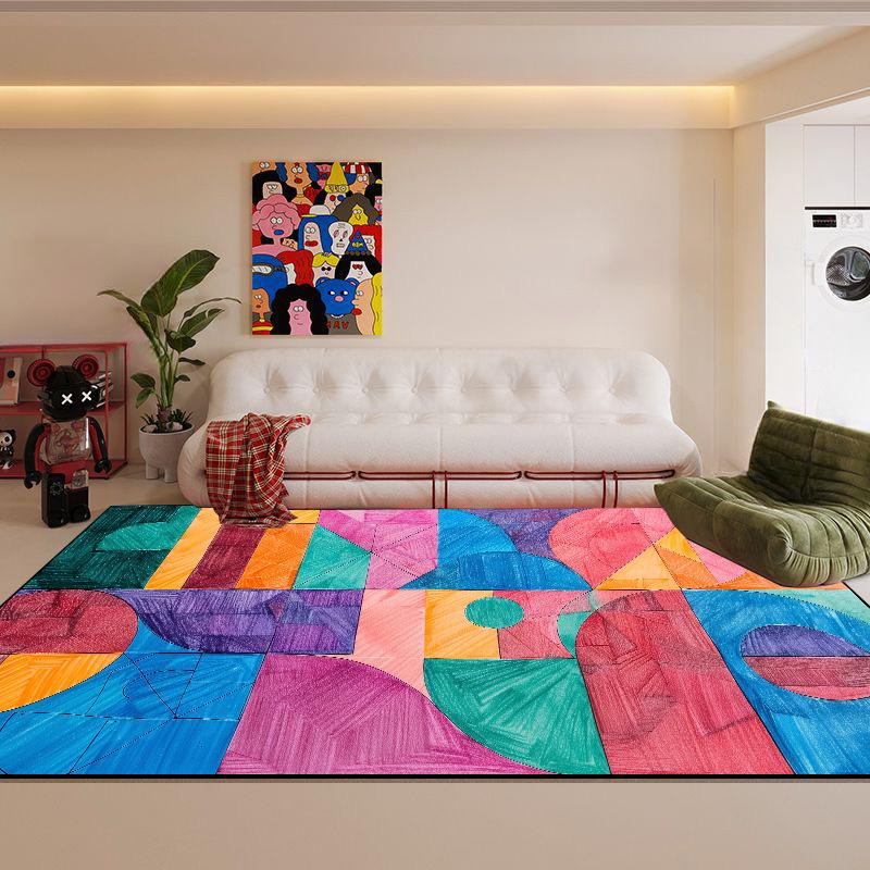 Nordic Abstract Living Room Carpet Modern Geometric Bedroom Large Area Rugs Washable Home Lounge Carpets Anti-slip Bathroom Mat