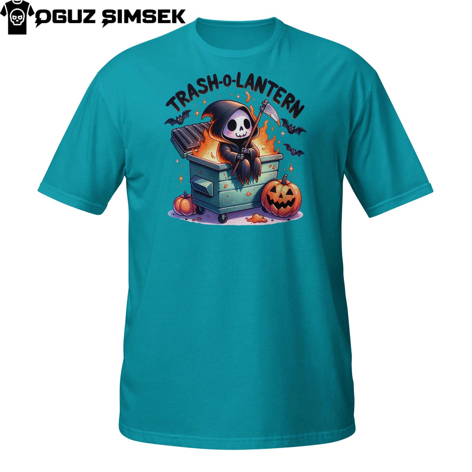 Trash-O-Lantern T-Shirt Mens Womens Tees Top | Halloween Dumpster Fire Skull Tee | Spooky Trash Gift XL