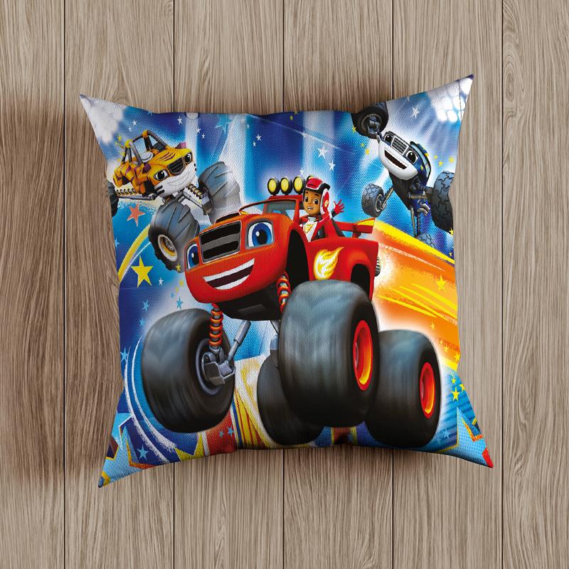 Blaze Monster Machines Pillow Case Blaze Cars Cartoon Kids Children Russian Crusher Truck Vehicles Bedroom Decorate Cushion Covers 45cm