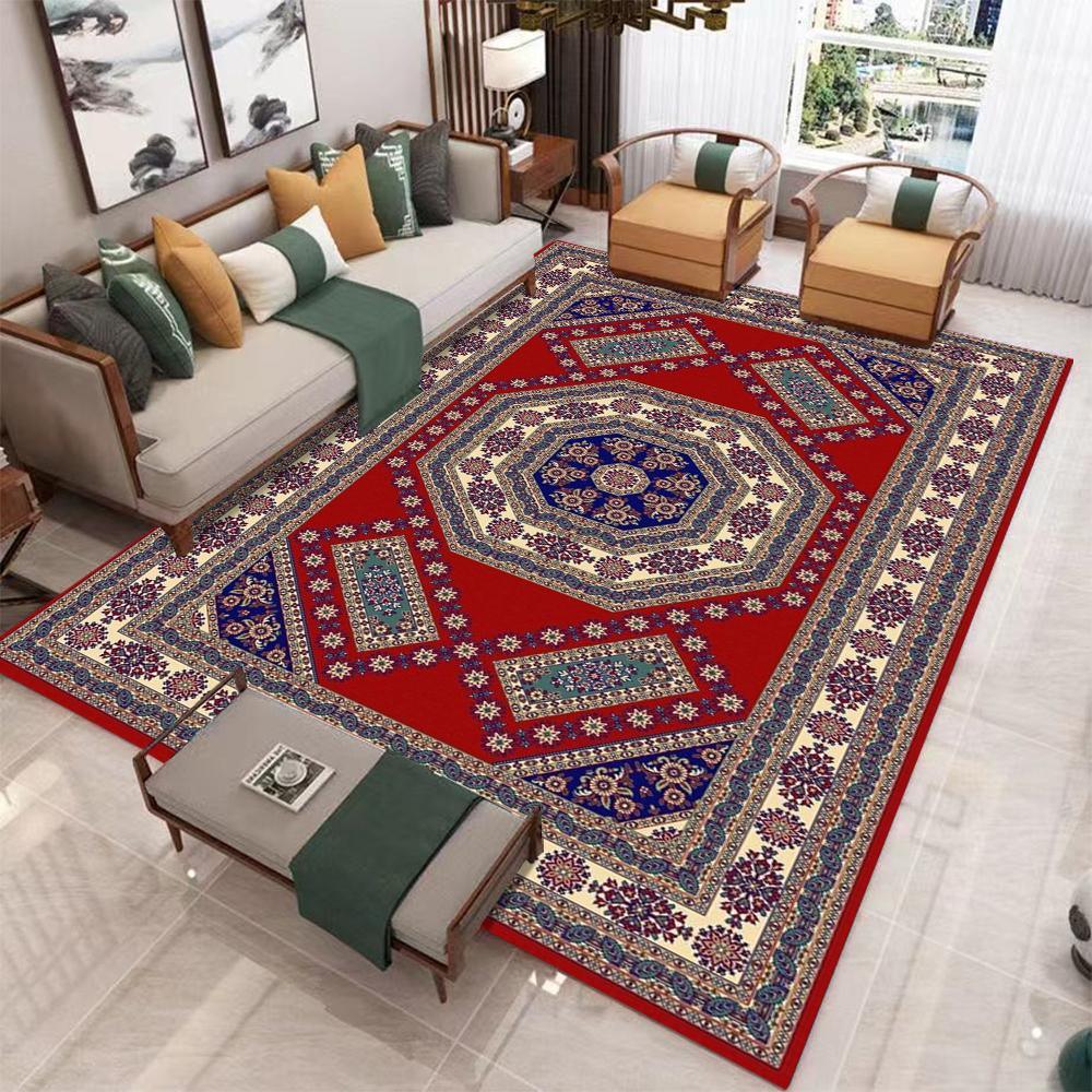Orientalischer Roter Teppich Persischer Vintage-Stil Teppiche für Wohnzimmer Übergröße Roter Teppich Flurläufer Eingang Traditionelle Fußmatte