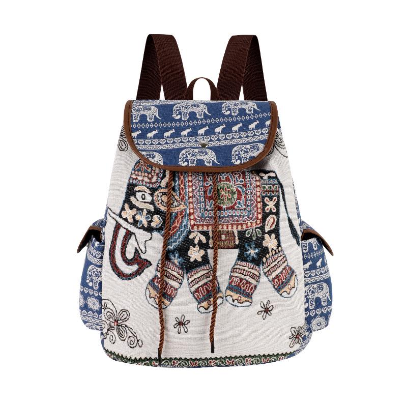 Рюкзак холщовый с вышивкой «Слон и кошка», Юньнань, этнический стиль, дорожная сумка для женщин