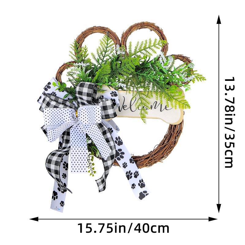 

2023 Dead Branch Dog Paw Wreath Creative Rattan Ring Door Hanging Furniture Decoration