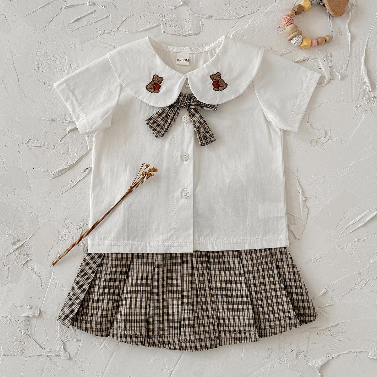 2026 Summer Plaid Skirt Set: Academy Style for Girls 100cm/2-3 Years