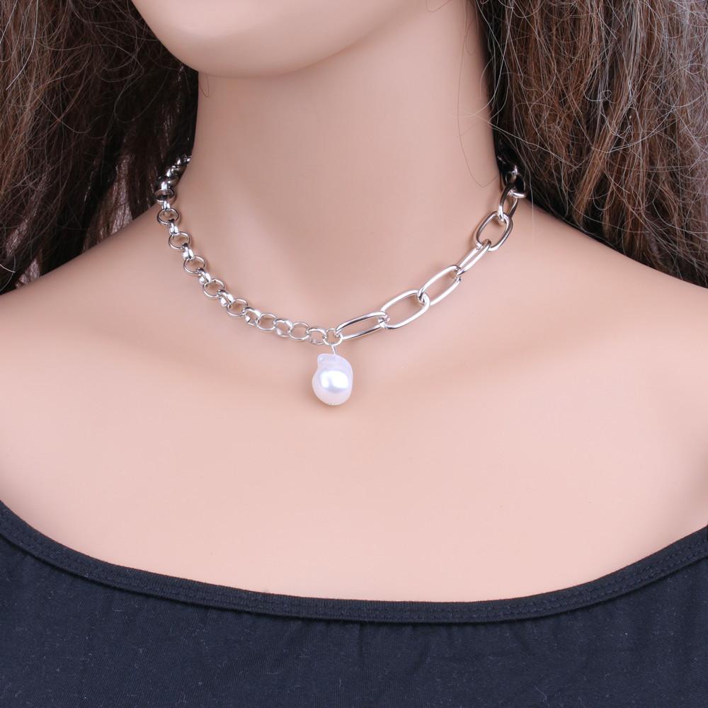 New Baroque Special-shaped Imitation Pearl Necklace Women's Simple and Versatile Love Two-piece Set