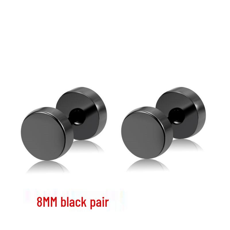 Screw-On Titanium Steel Stud Earrings: Minimalist 2025 Trend for Men & Women, Influencer Style, Black Single Earring