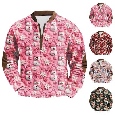 Men's Fashion Christmas Printed Corduroy Zipper Shirt