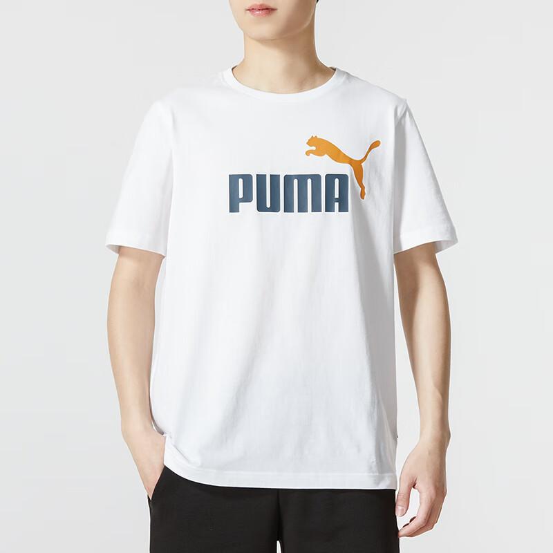 Puma American Retro Letter Logo Print Crew Neck Short Sleeve Sporty T-Shirt With Drop Shoulder Men Tops White 847666-58