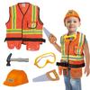 Kids Builder Worker Costume Halloween Fireman Dress up Outfits with Role Play Tool Accessories for Ages 3-12 Boy Girl