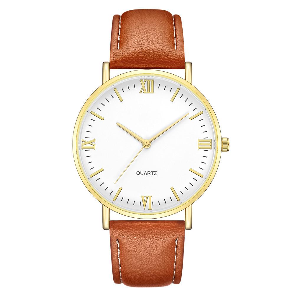 Men'S Roman Scale Ultra-Thin Quartz Belt Watch, Versatile Simple Casual Men'S Watch Student Watch