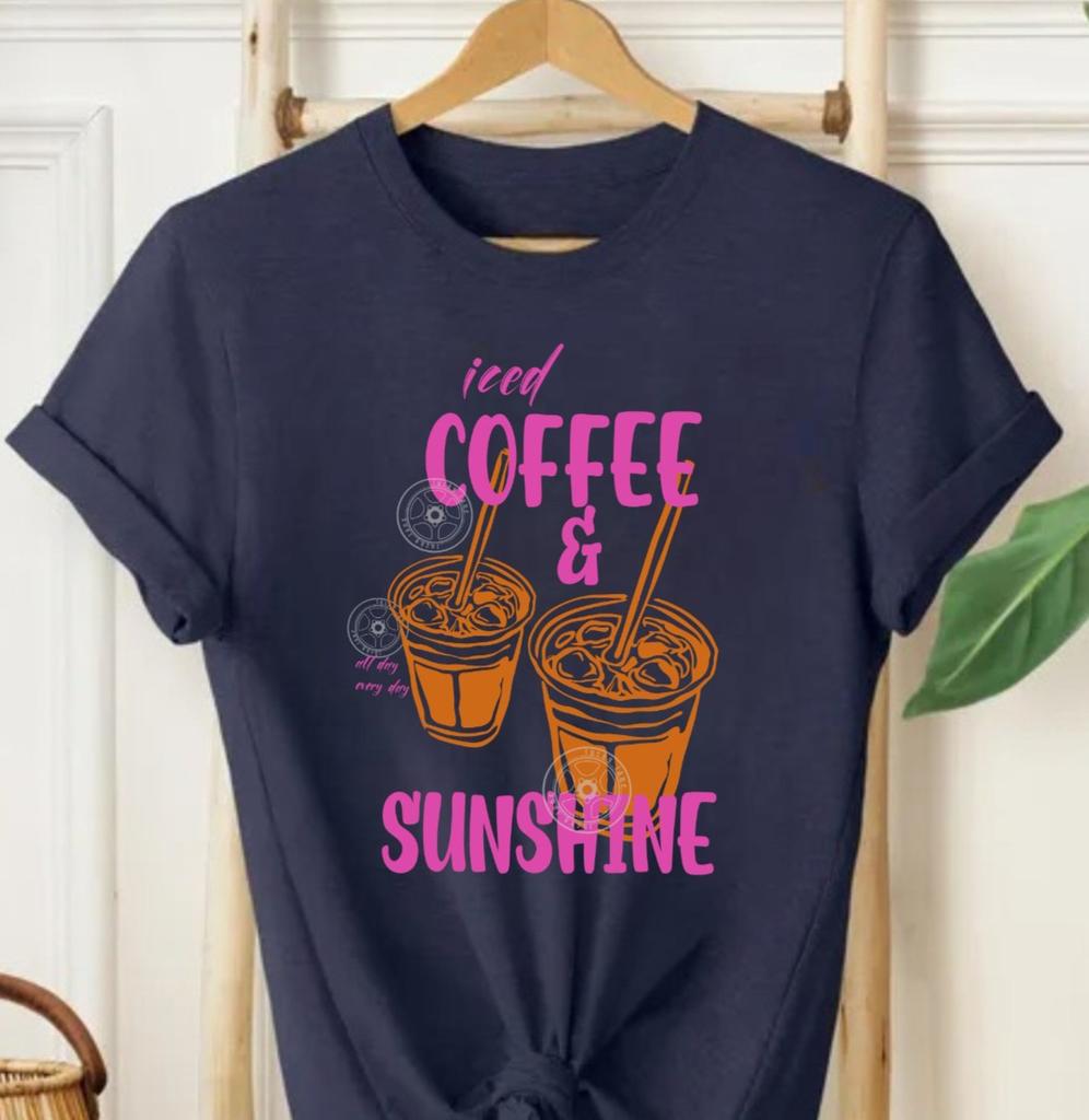Iced Coffee Sunshine Caf Unisex TShirtFun Summer Vibes Retro Coffee Tee Top