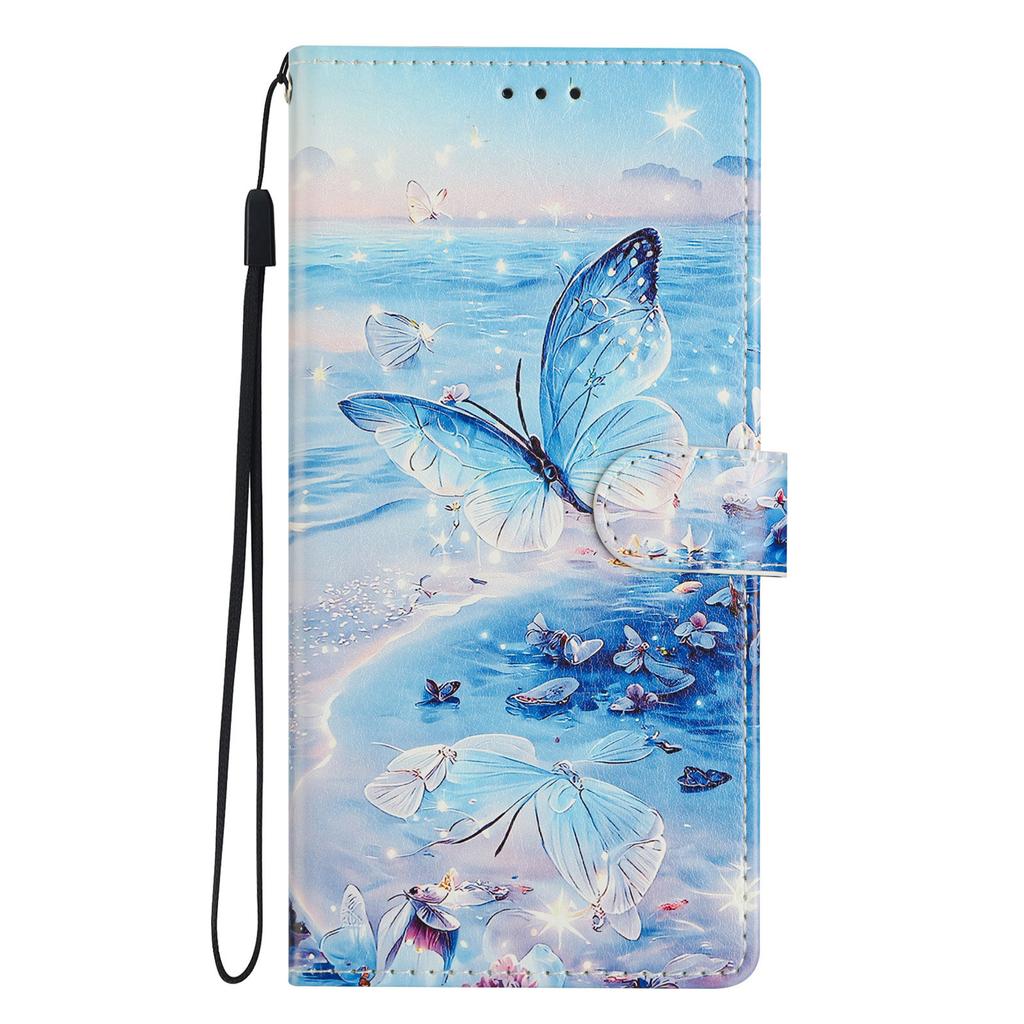 For iPhone 16 Wallet Phone Case PU Leather Flip Cover with Stand Card Holder Painted Design