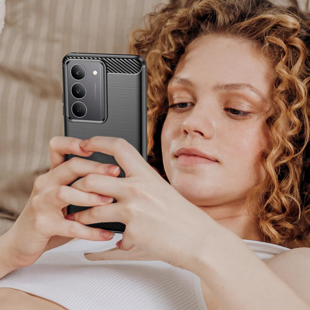 Pro Realme C75 4G/V60 Pro 5G/C75x Pouzdro Ochranný Kryt na Telefon Textura Uhlíkových Vláken Broušený