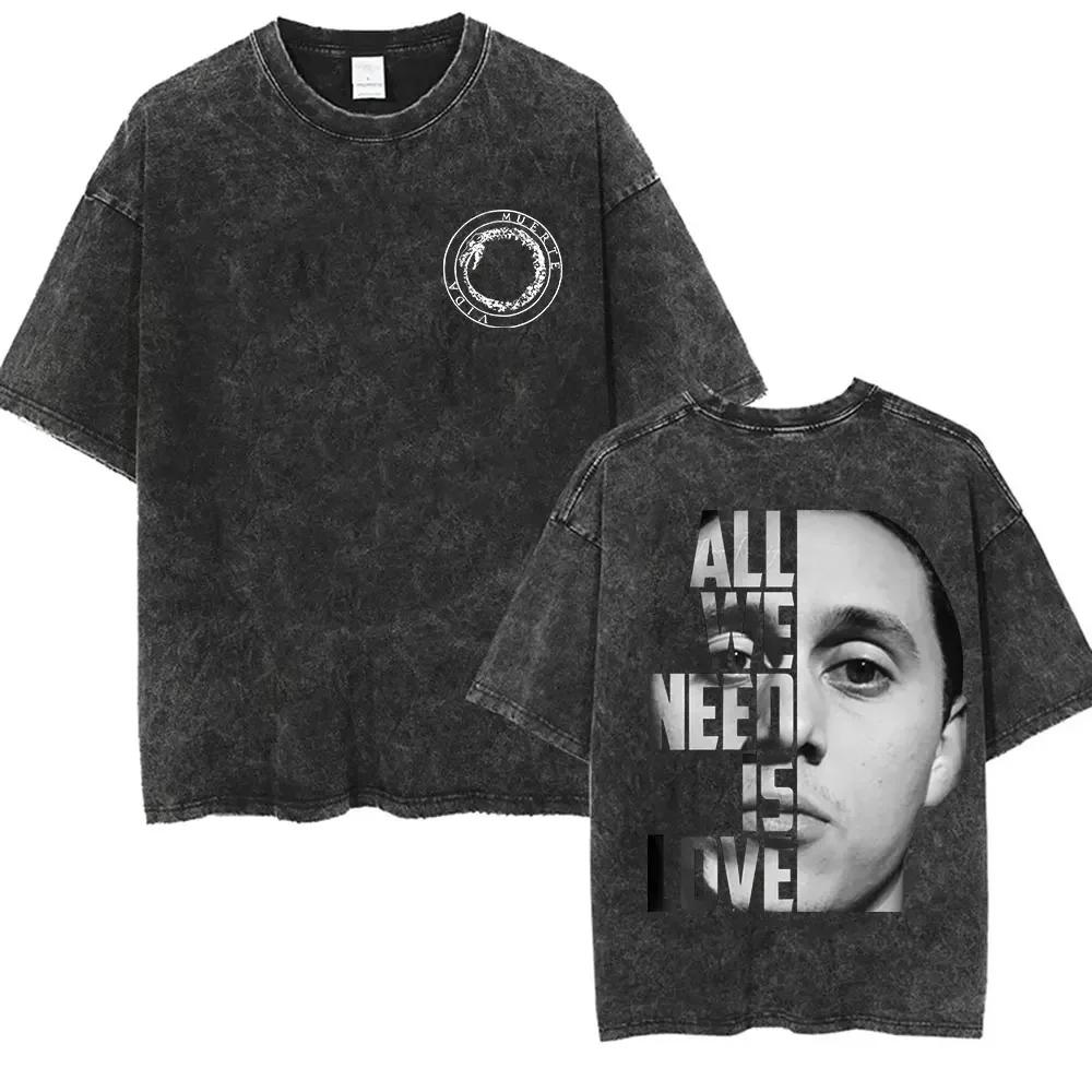Vintage Washed Canserbero Logo 2025 Merch T Shirts Rap Gothic Style Hip Hop Short Sleeve Tshirt Men Women Casual Oversized Tees