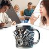 Kaffeebecher mit Henkel V8/V6 Edelstahl Motor Design Formgebung Zuhause Küche Handgefertigt Wasserbecher Doppelwandig Isoliert