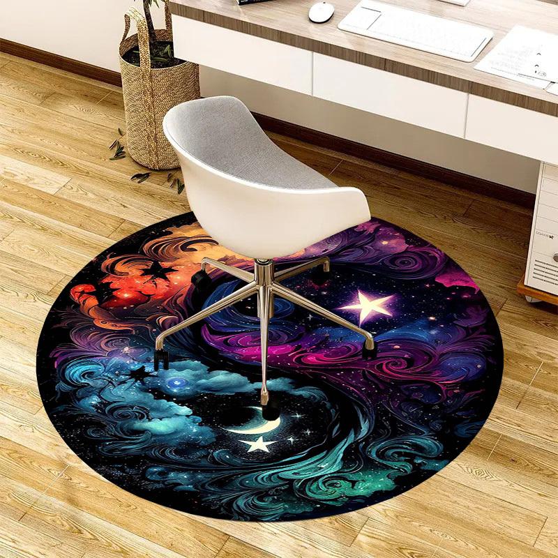 1pc Cosmic Yin Yang Swirl Round carpet, Made of Polyester,Perfect for Decorating Office Chairs, Living Rooms