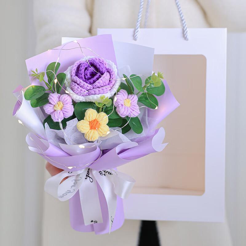 OJW Handmade Gradient Purple Rose Bouquet