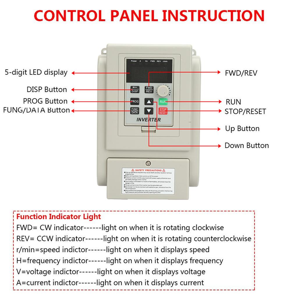 220VAC Variable Frequency Drive VFD Speed Controller for Single Phase 0.75kW AC Motor Inverter Motor Drive