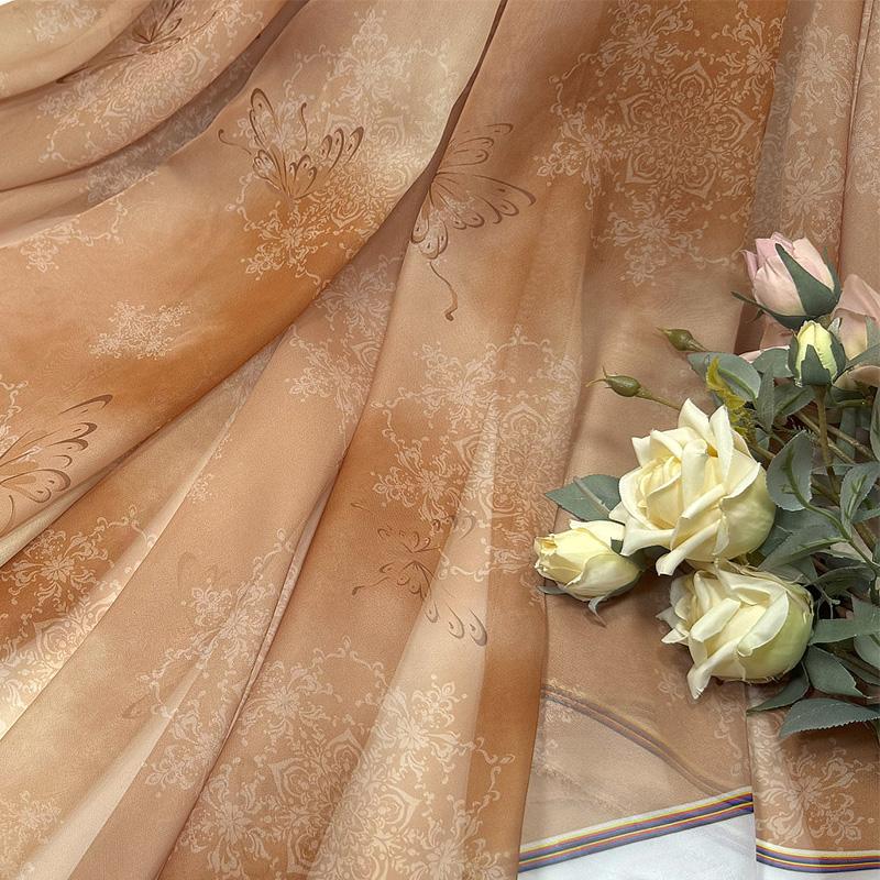 300/500cm Butterfly Dyeing Chiffon Fabric Printed for Handmade DIY Sewing Chinese-style Hanfu Clothing Dresses Cloth