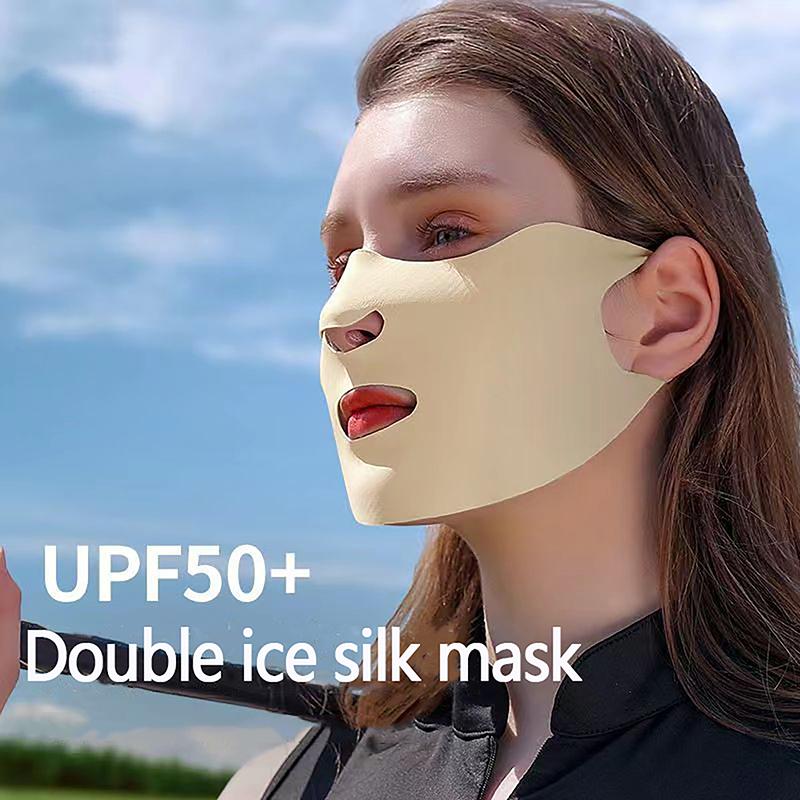 1Pc For Men Summer For Women Silk Scarf Sun Uv Protection Ice Silk Face Scarf Sunscreen Mask Anti-Uv Face Cover Sunscreen Veil