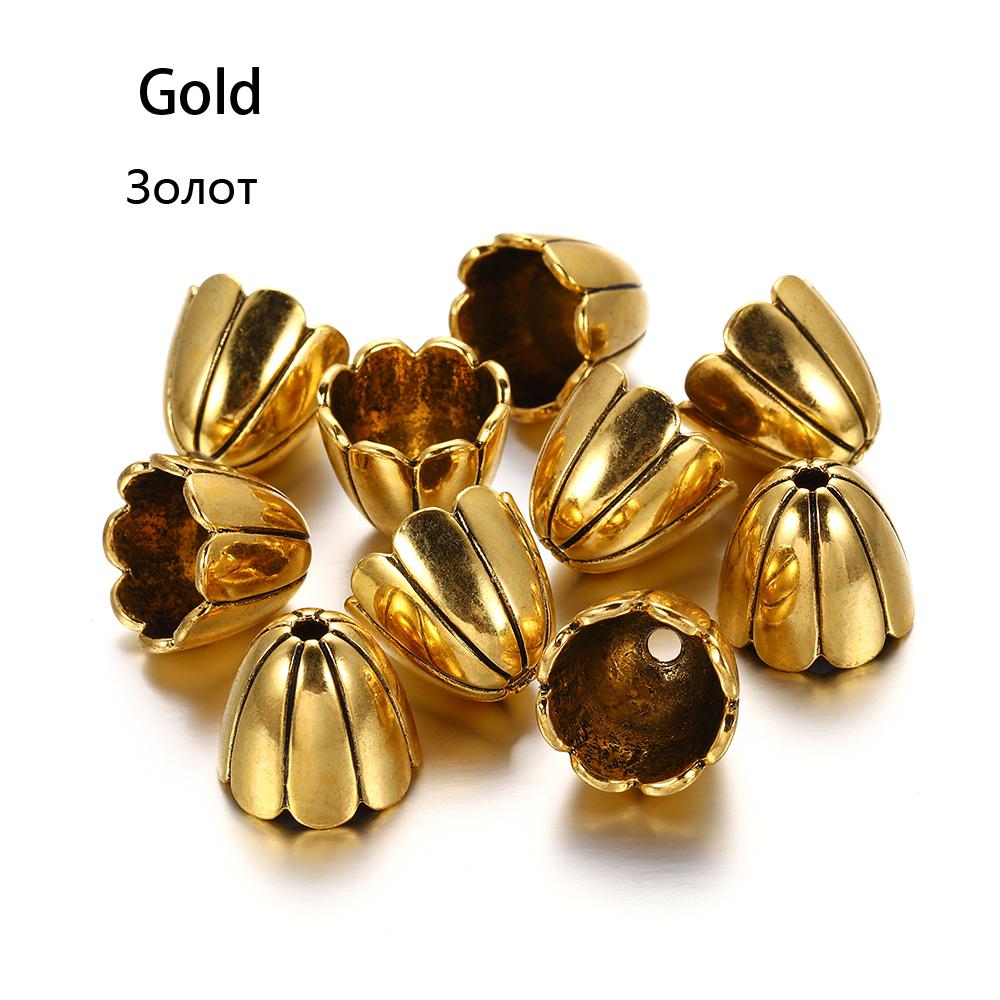 2Pcs Alloy Hollow Flower Beads Caps Various Shapes End Caps Connectors For DIY Earring Jewelry Making Accessroies Supplies