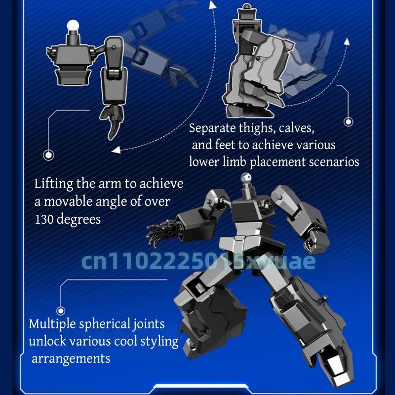 New SEMBO METAL CARDBOT Building Block Xuan Blue Lightning Transforming Robot Assembly Movable Model Toy Collect Children's Gift