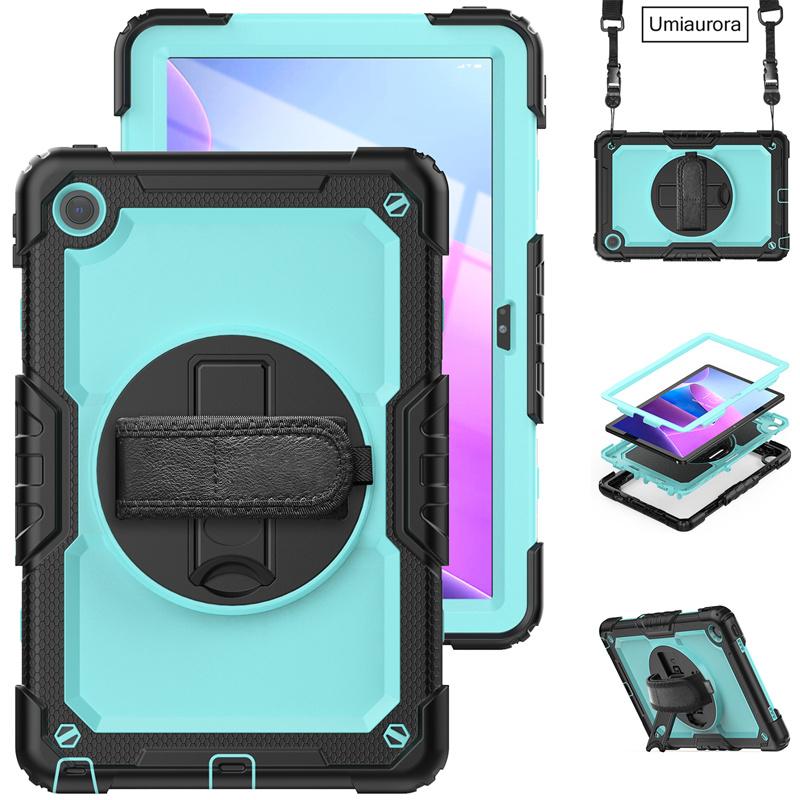 For Lenovo Tab M10 Plus 10.6" TB128FU 3rd Gen 10.1 Inch TB328FU X306F X606F Shockproof Rugged Tablet Case Hand Strap Stand Funda