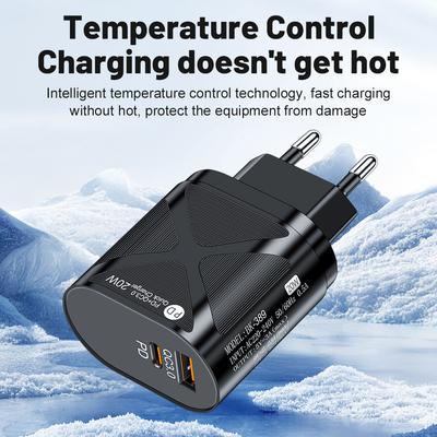 20W Fast Charger USB C PD QC 3.0 Universal Phone Charger for iPhone Samsung Android - Portable, Compact Design, Certified Safe
