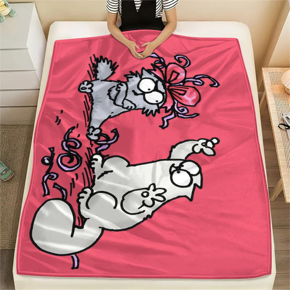 1 Pezzo Coperta in Flanella con Stampa Simon's Cat, Alta qualità Confortevole per Tutte le Stagioni, Decorazione per la Casa, Calore e Comfort, Perfetta per Regali di Natale