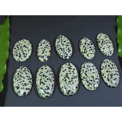 412Cts. Naturalny Jaspis Dalmatyński Owalny Kaboszon Luźny Kamień Szlachetny Partia 10 Sztuk A-374