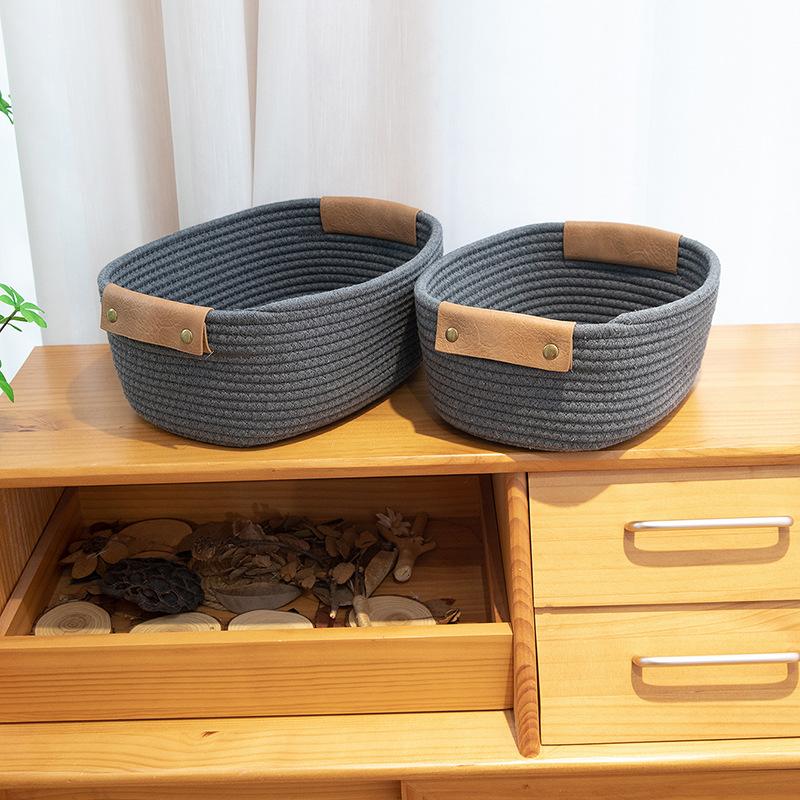 1pcs Eco-Friendly Cotton Rope Desktop Storage Basket Home Living Room Bedroom Cosmetic Snack Toy Organizer Storage Basket