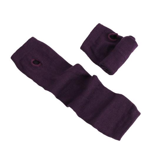 1 Pair Striped Half Finger Arm Covers Women Crochet Knitted Arm Wrist Gloves Hand Warmer