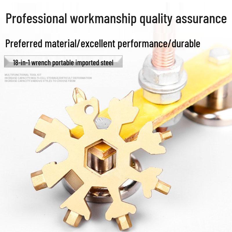 18-in-1 Stainless Steel Snowflake Wrench: Multifunctional Hex Torx Universal Tool Set