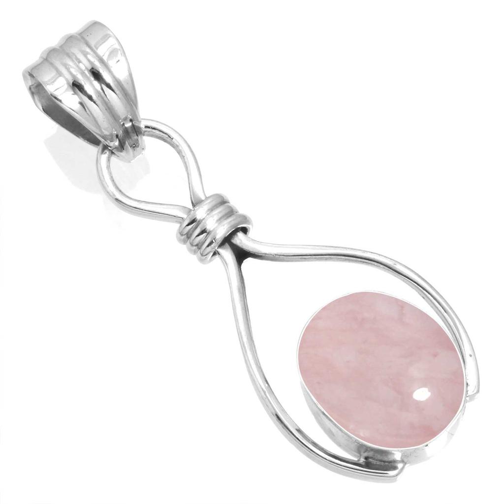 925 Sterling Silver Pendant Women Gemstone Handmade Jewelry Easter Gift Malachite Moonstone Rose Quartz Red Stone Smoky Topaz Tiger Eye Vintage