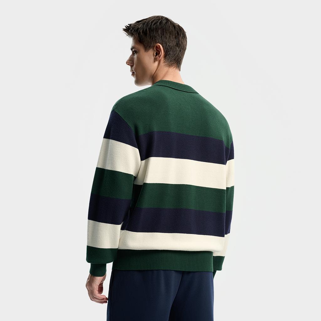 Fila Tennis Fashion Classic Retro Sports Leisure Striped Loose Versatile Comfortable Knitted Sweater Men sweater Pine-Green A11M543406FDG